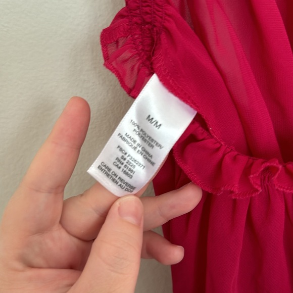 Bundle Halter Backless Pajama Night Dress Sleeveless & Pantie M Red Silky - Picture 3 of 6